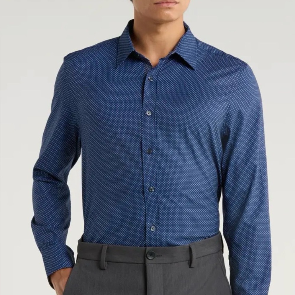 CON.STRUCT MENS MICRO GEOMETRIC BUTTON UP SHIRT